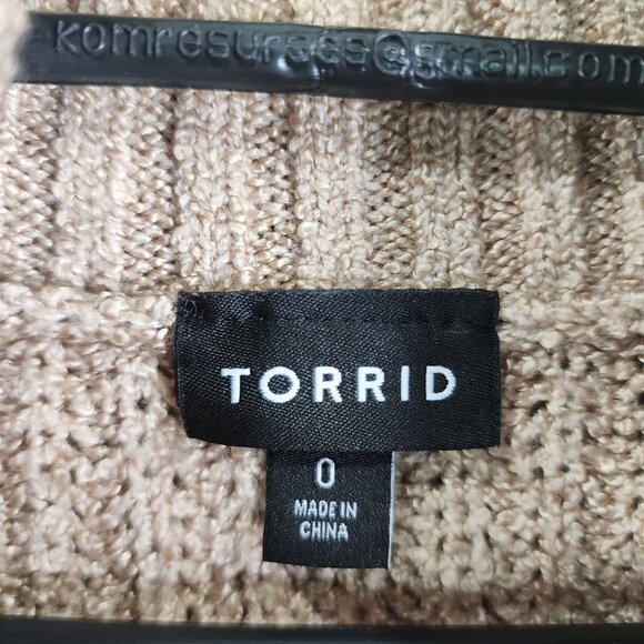 Womens Beige Torrid Cable Knit Turtleneck Sweater Pullover Long Sleeve Size 0 - Picture 6 of 11